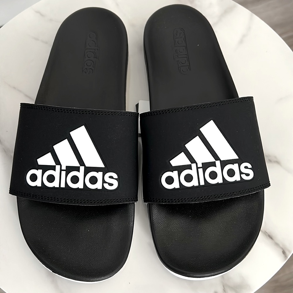 🆕 Adidas Women’s Adilene Comfort Slide Sandal Black/White